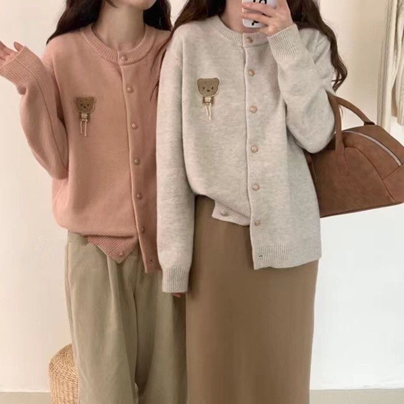 Áo Cadigan Len Lông Thỏ, Áo Len Dệt Kim Hoạ Tiết Thêu Gấu Ngực Basic Phong Cách Hàn Quốc Dễ Thương Qccc Shopquacam | BigBuy360 - bigbuy360.vn