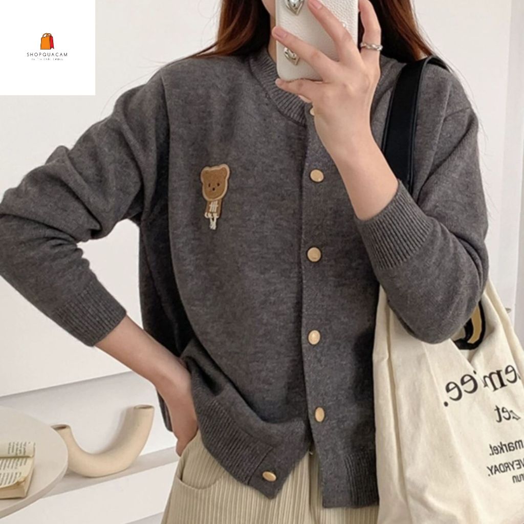 Áo Cadigan Len Lông Thỏ, Áo Len Dệt Kim Hoạ Tiết Thêu Gấu Ngực Basic Phong Cách Hàn Quốc Dễ Thương Qccc Shopquacam | BigBuy360 - bigbuy360.vn