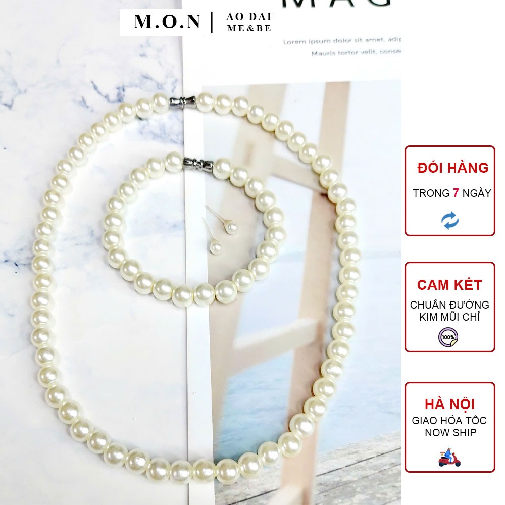  Set Bộ Dây Trai 3 Chi Tiết Cho Mẹ Và Bé Vòng Cổ Vòng Tay Hoa Tai Trai Nhân Tạo Fullbox 