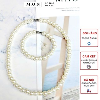 Set Bộ Dây Trai 3 Chi Tiết Cho Mẹ Và Bé Vòng Cổ, Vòng Tay, Hoa Tai Trai Nhân Tạo Fullbox