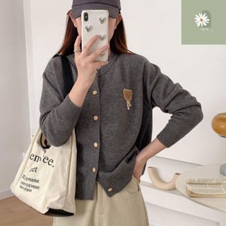  Áo Khoác Cardigan Dáng Dài Áo Len Dệt Kim Lông Thỏ Mềm Thêu Gấu Trước Ngực Siêu Xinh Hàng Qccc Phong Cách Hàn Quốc Nvn 