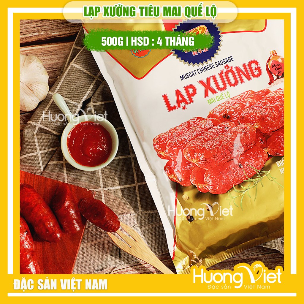 Lạp xưởng Sóc Trăng Mai Quế Lộ vị tiêu Tân Huê Viên 500g, lạp xưởng tiêu 4 sao cao cấp hương vị thơm