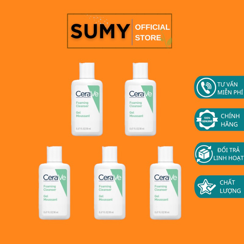 Sữa rửa mặt giúp làm sạch sâu dành cho da thường da dầu Cerave Foaming Cleanser 30ml - SUMY