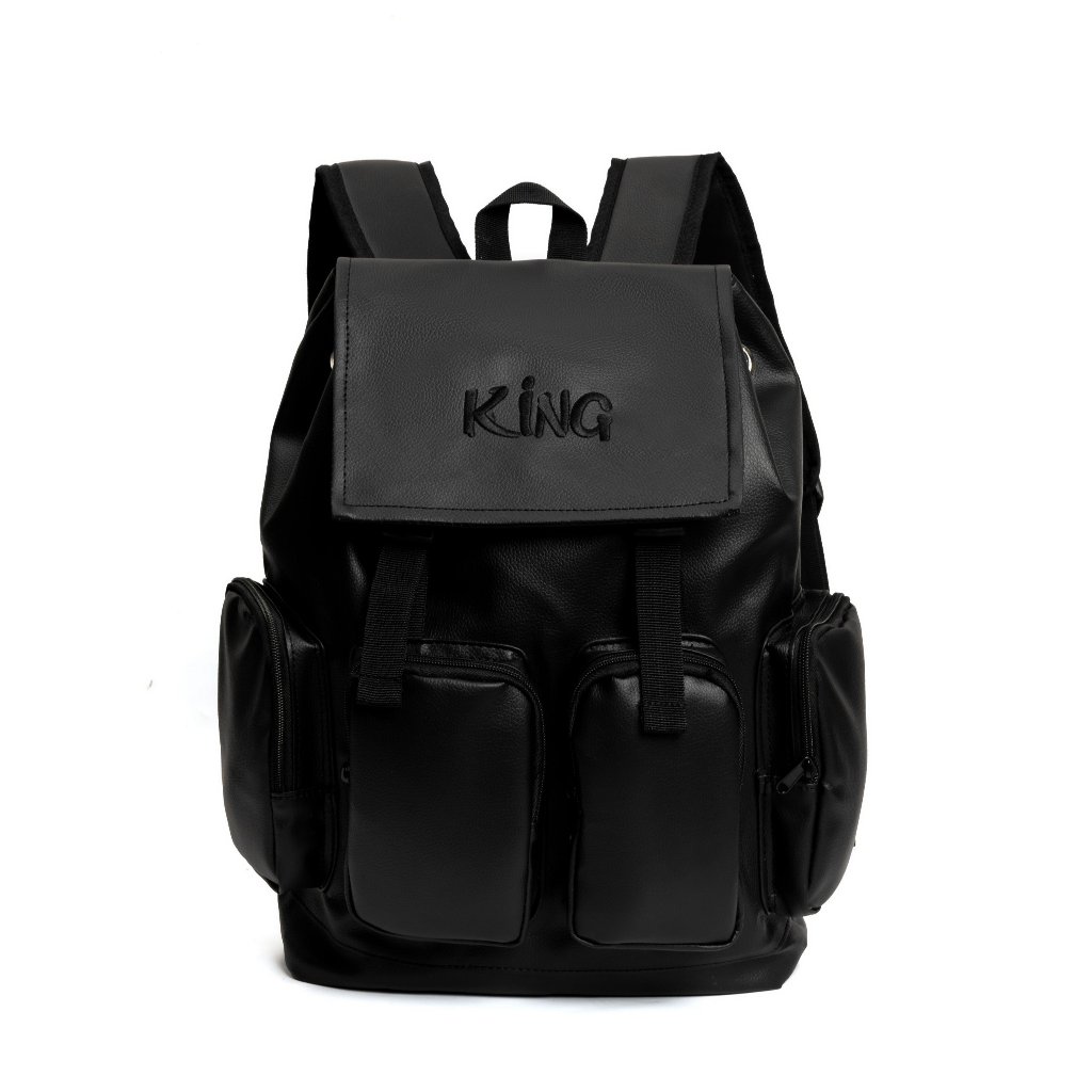 Balo Da King 4 Thiêu Trên - Backpack Unisex Chống Nước - Màu Đen - Họa Tiết Thiêu Trên