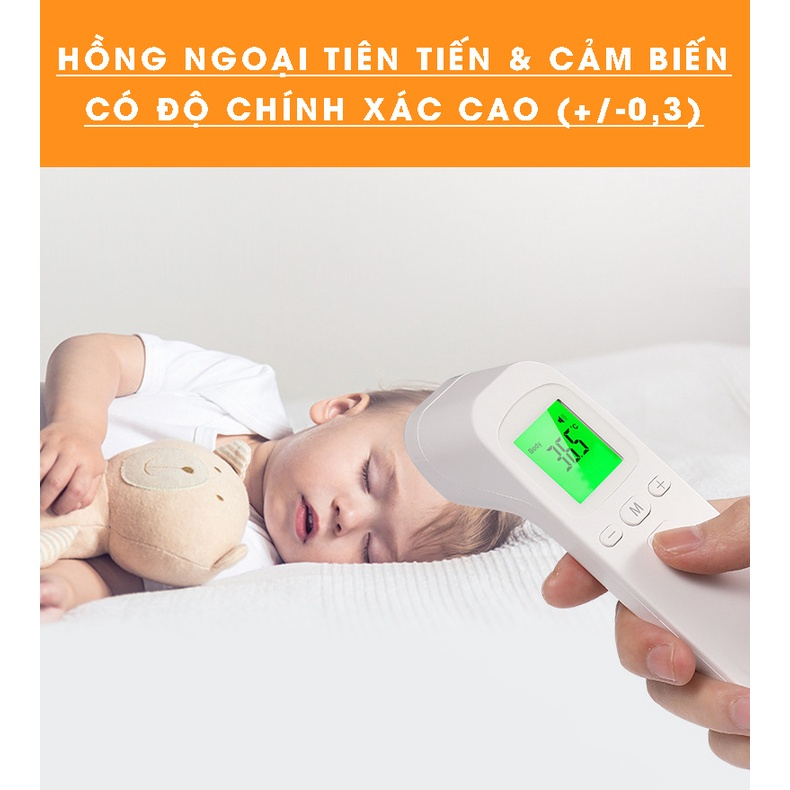 Nhiệt kế điện tử hồng ngoại đo cơ thể bình sữa nước tắm cho bé tặng kèm 2 pin tiểu AAA