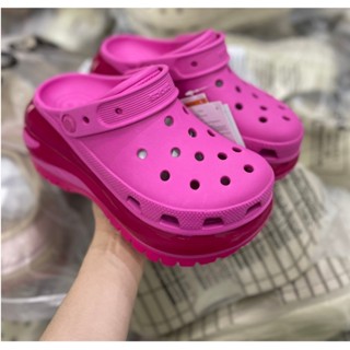  CrocsFanClub - Pb167- Dép sục Cross mega Crush bóng nam nữ đế cao 8cm model 2025 tặng 10 jibit ngẫu nhiên 