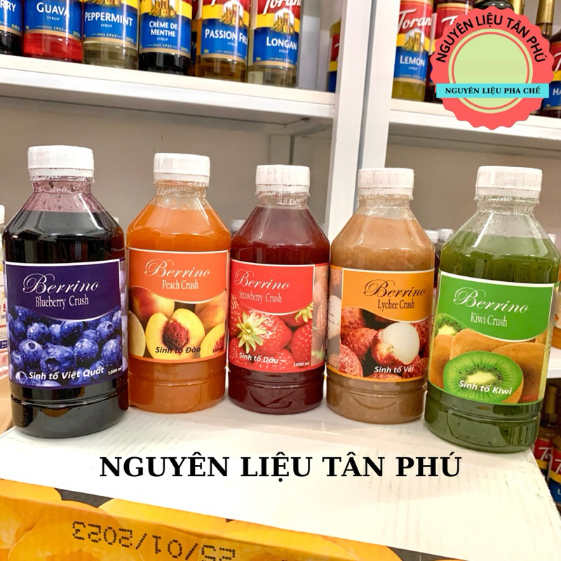 Sinh Tố Berrino đủ hương Đào, vải, dâu... chai 1L Date mới -