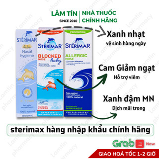 Xịt Mũi Cá Heo Sterimar Baby xịt vệ sinh hàng ngày,  Xịt muối biển Pháp Hàng nhập khẩu chính hãng