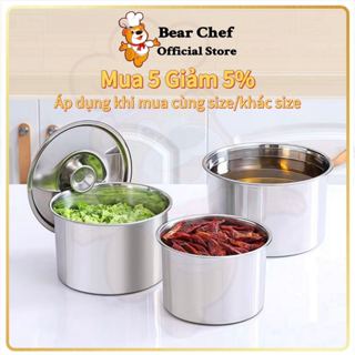Hộp inox Hộp đựng gia vị inox Có nắp đậy Cao cấp Bear Chef dùng trên mọi loại bếp dùng đựng đồ khô an toàn sức khỏe