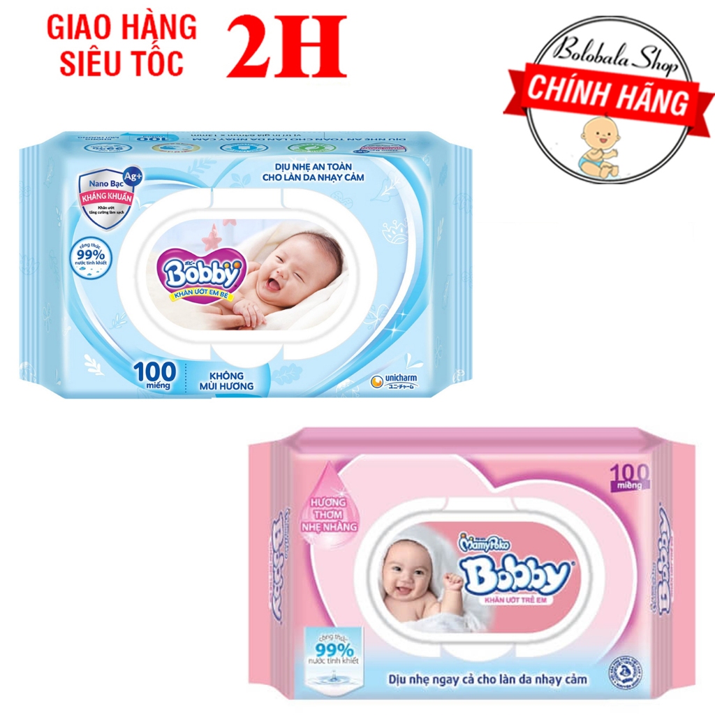 Khăn Ướt Bobby 100 miếng/ 80 miếng