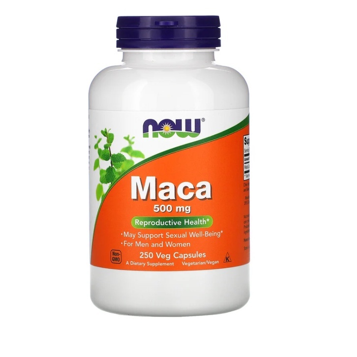 Viên uống Now Maca 500mg Hỗ Trợ Chức Năng Sinh Lý Cho Cả Nam Và Nữ, Cải Thiện Tâm Trạng, cân bằng nội tiết tố