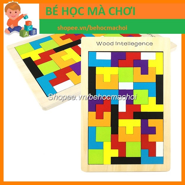 Wood Intellegence - Phát triển tư duy logic Xếp gạch và TRÍ UẨN tangram 40 chi tiết
