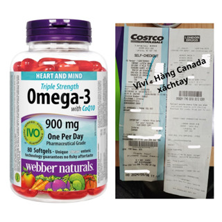 Dầu cá Omega 3 CoQ10 (CoenzymeQ10) 900mg 80 viên hãng Webber Naturals hàng nội địa Canada