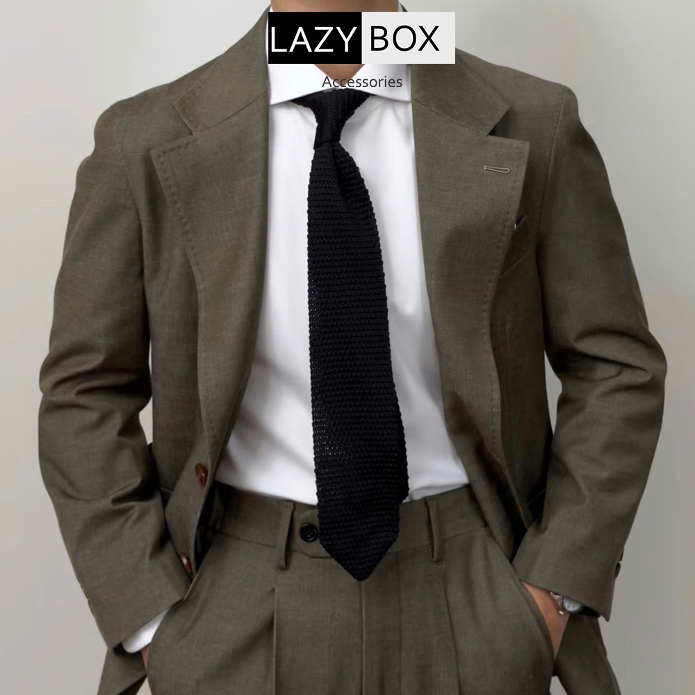 Cà vạt len cho nam Knit tie LAZYBOX công sở, Sartorial guys caravat bản 7cm
