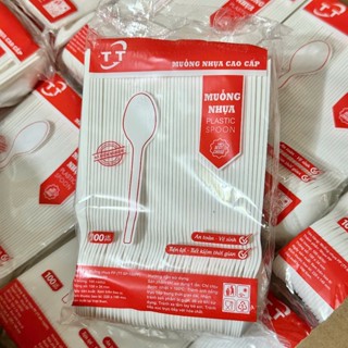  |HOẢ TỐC| Muỗng nhựa 15cm - 100 cái  1 bịch- Muỗng dùng 1 lần 