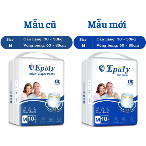 Combo 100 Bỉm Người già Epoly/Ipaly Dán - Quần Đủ size M_L_XL