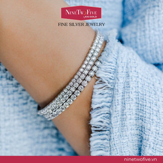  Lắc Tay Tennis Full Đá Bạc xi Rhodium Bạch Kim NINE TWO FIVE đính đá Swarovski 