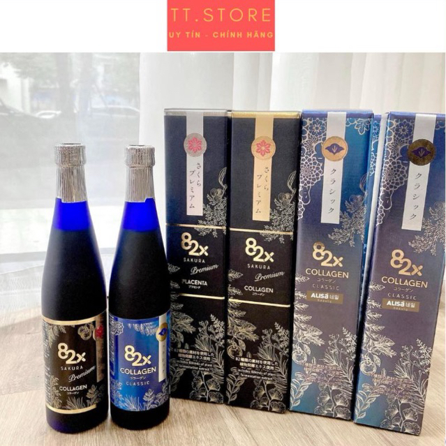 [CHÍNH HÃNG]  Nước Uống Đẹp Da 82x Classic, Sakura Premium Collagen & Placenta 500ml Nhật Bản.
