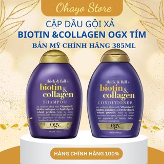 Dầu Gội Biotin Collagen Ogx Tím 385ml chính hãng bản Mỹ/Anh; Cặp gội xả biotin giúp nuôi dưỡng và kích thích mọc tóc