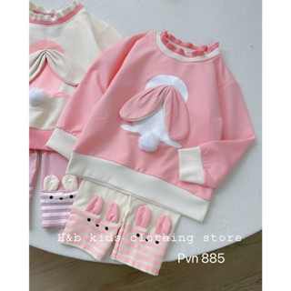 Set Thu Đông Dài Tay Cho Bé Gái- Bộ Quần Áo Bé Gái Tai Thỏ Dài Tay Cho Bé 10-24kg