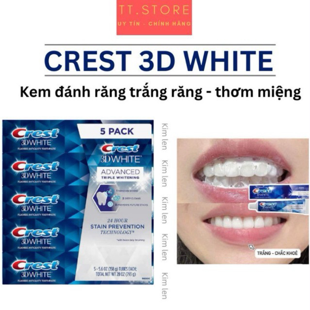 Kem Đánh Răng Crest 3D White của Mỹ (Tuýp 158g)