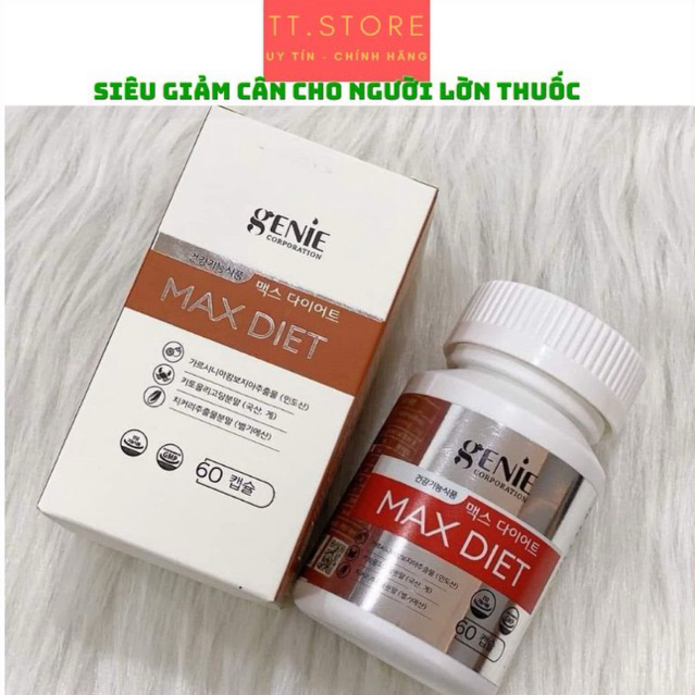  Viên Uống Giảm Cân Dành Cho Cơ Địa Lờn Thuốc Max Diet Genie Hàn Quốc 60 Viên. 