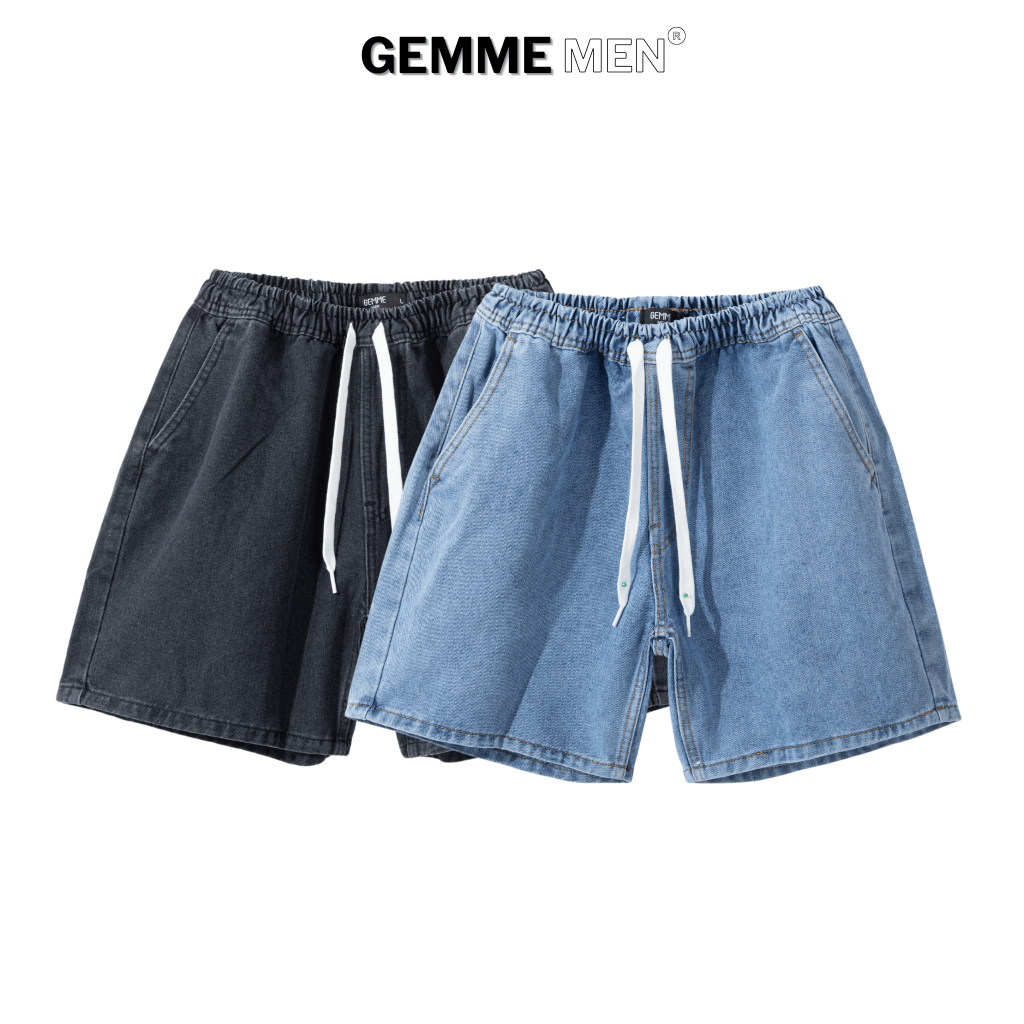 Quần short jean big size trên gối GEMME MEN, thể thao, năng động, big size 55kg - 150kg