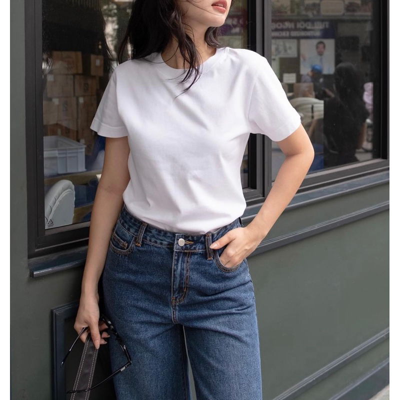 Áo phông trơn cotton áo phông basic áo phông trắng nữ freesize