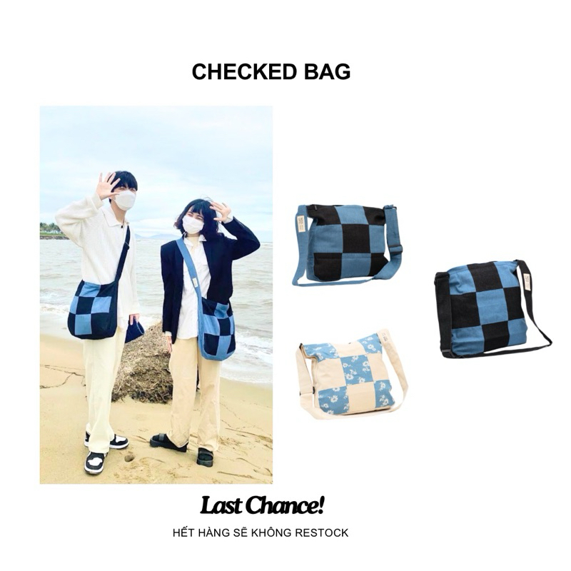 Túi Tote Vải Đeo Chéo Canvas Caro “Checked Bag”