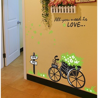Decal dán tường Combo bộ treo ảnh + xe đạp
