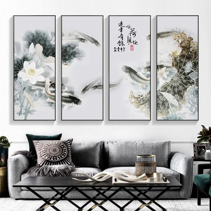 Tranh Tứ Quý Cao Cấp in theo yêu cầu, Tranh phong thuỷ, Tranh Canvas tặng kèm đinh đa năng