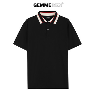  Áo thun polo big size CVC PREMIUM GEMME MEN phối bo cổ màu kem sọc đỏ đen chuẩn form sang trọng Big Size 55kg-150 