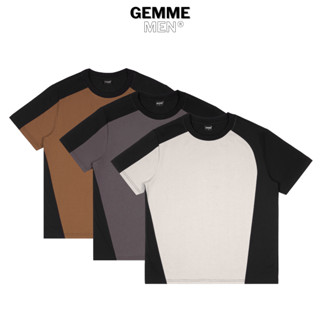 Áo thun cổ tròn may phối vải big size 100% Cotton 250gsm GEMME MEN 55 - 150kg chuẩn form Unisex