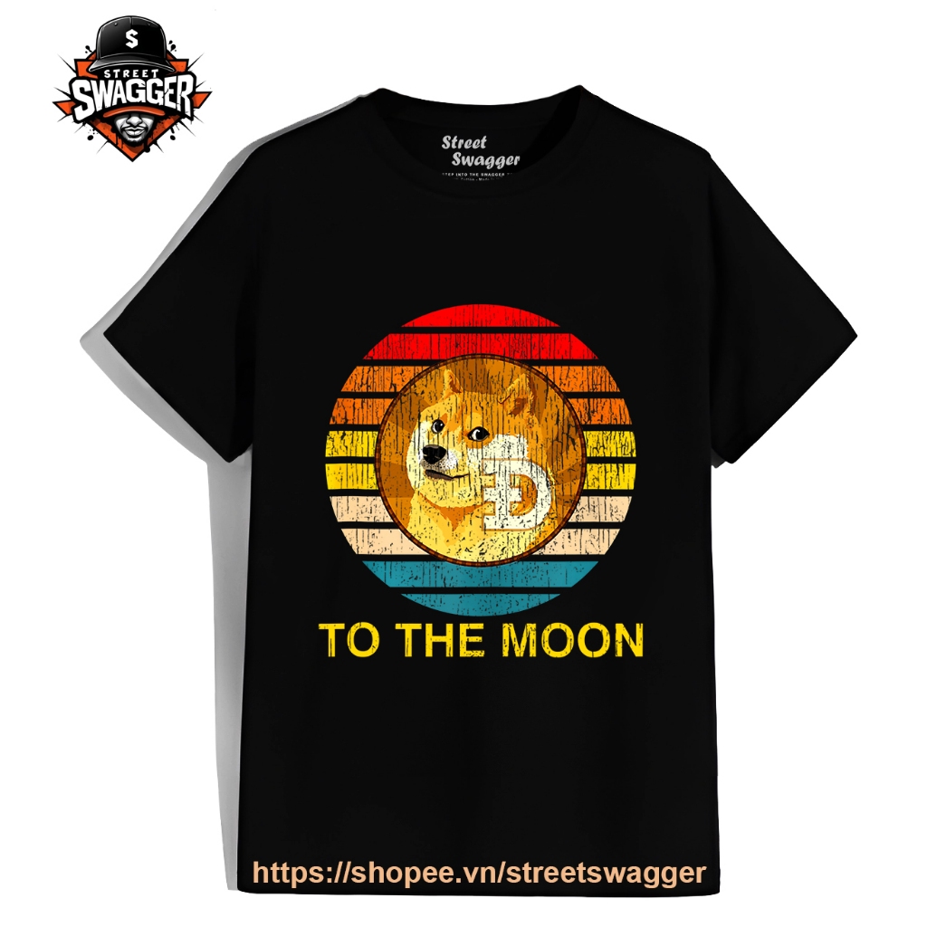 Áo Thun Xuất Mỹ Unisex Dogecoin Doge to The Moon Vintage
