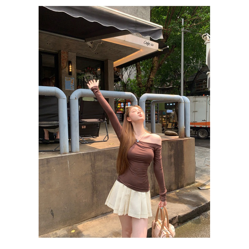 Áo Lệch Vai Kiểu Dài Tay ôm body siêu Quyến Rũ vải thun zip mịn TV856  (Có Bigsize) | BigBuy360 - bigbuy360.vn