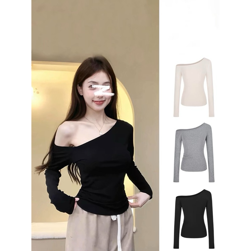 Áo Lệch Vai Kiểu Dài Tay ôm body siêu Quyến Rũ vải thun zip mịn TV856  (Có Bigsize) | BigBuy360 - bigbuy360.vn