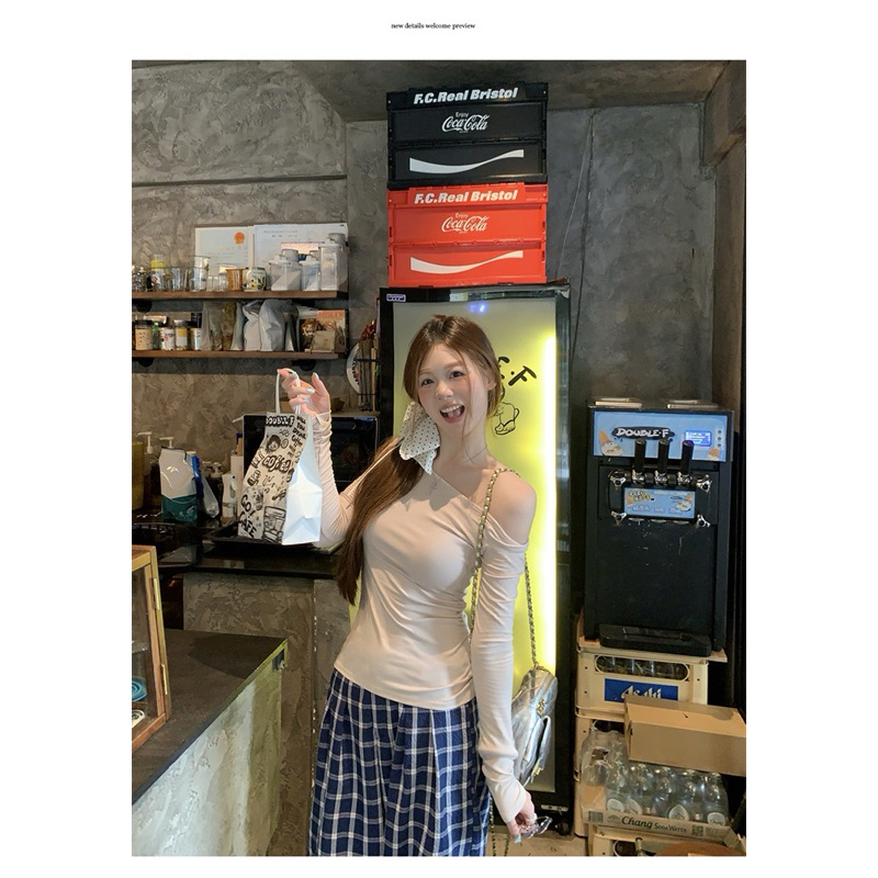 Áo Lệch Vai Kiểu Dài Tay ôm body siêu Quyến Rũ vải thun zip mịn TV856  (Có Bigsize) | BigBuy360 - bigbuy360.vn