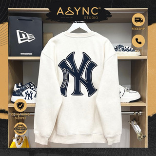 (Auth) Áo Sweater Nỉ Bông Tay Dài New Era x MLB NY Màu Kem Ngũ Cốc Logo Thêu Navy | CODE: 13781153 - Async Studio