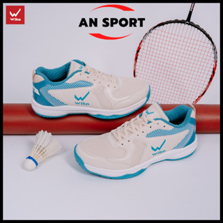 Giày Thể Thao Wika Kitto Nam Nữ Chính Hãng Màu Kem - Chơi Bóng Chuyền, Cầu Lông, Bóng Bàn - Đế Kép Eva Êm Bám Sân Tốt