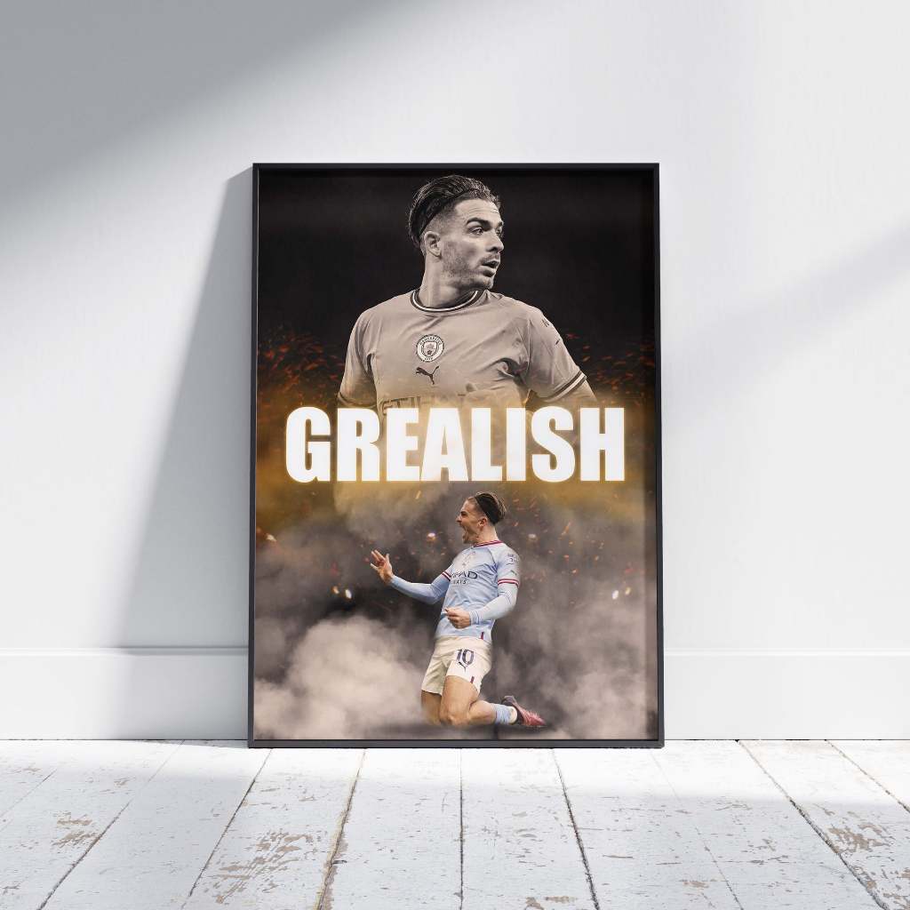 Jack Grealish Man City -Tranh bóng đá treo tường [Collage Poster]
