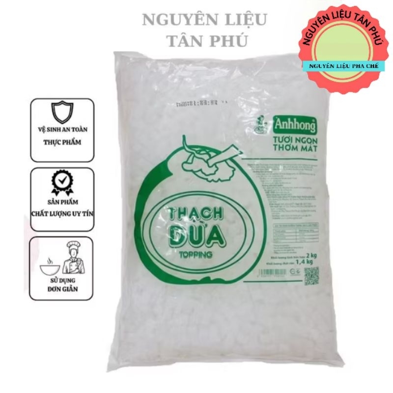 Thạch dừa Ánh Hồng - (Topping trà sữa, trà hoa quả rất giòn ngon) bịch 2kg