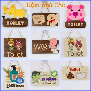 TẶNG ĐINH HOẶC MÓC DÁN - Bảng gỗ treo tường trang trí nhà tắm nhà vệ sinh toilet WC