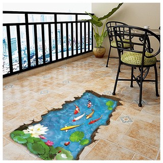 Decal dán tường Hồ sen 3D 01