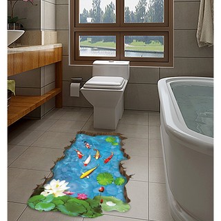 Decal dán tường Hồ sen 3D 01