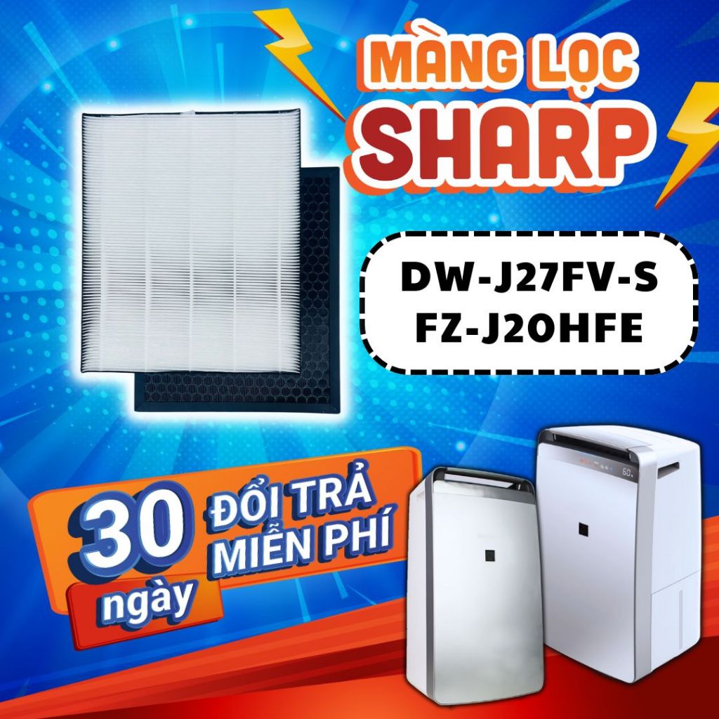 Màng lọc không khí Sharp DW-J27FV-S. Bộ lọc Hepa & than hoạt tính cho máy hút ẩm lọc không khí Sharp