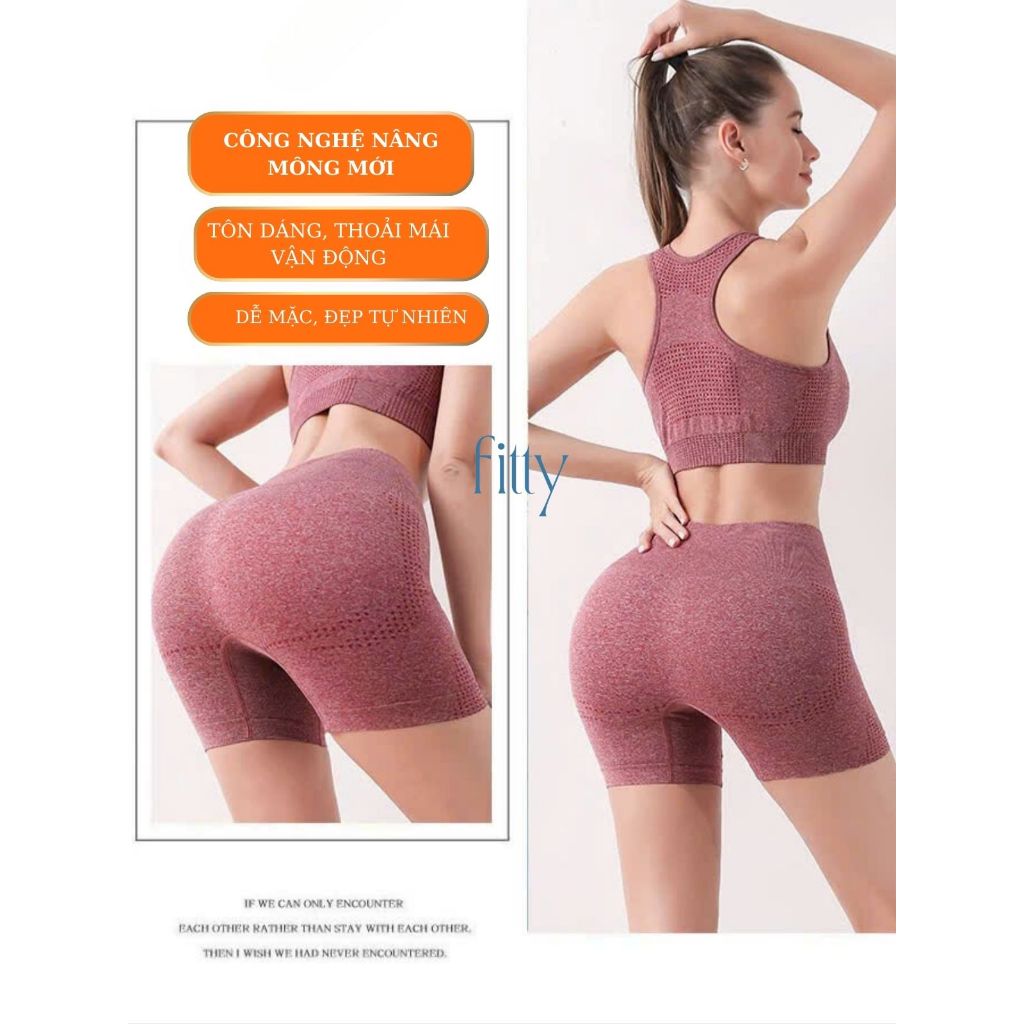 Bộ Đồ Tập Gym Yoga Nữ, Set Tập Thể Thao Nữ, Áo Bra Có Mút Nâng Ngực, Quần Đùi Nâng Mông Che Bụng Fitty S15 | BigBuy360 - bigbuy360.vn
