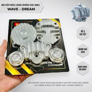 Bộ nắp đầu lòng Wave Dream nhôm cnc nhiều rãnh tản nhiệt