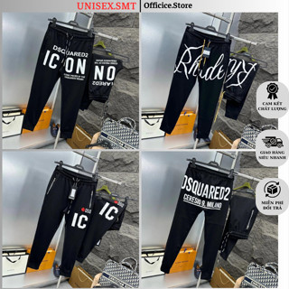  Quần Jogger Dài Nam Dsq2 Nỉ Umi Đen Phối Chữ ICON Da Trắng Lá Phong Đỏ Đùi Túi Khoá Zip Bạc Cho các Boy Phố Xịn Sò. 