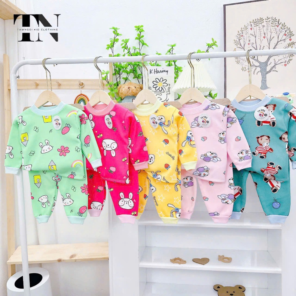 set 5 bộ nỉ lông nữ chui đầu cho bé 4 đến 14kg