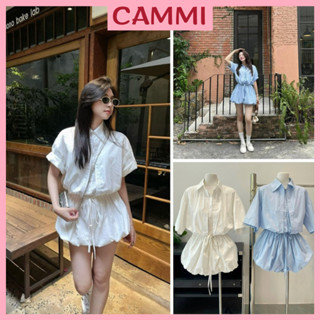 Bộ Jumpsuits chất gió su liền quần dáng bí phồng cổ sơ mi,áo cổ sơ mi tay ngắn 2 vạt phong cách trẻ trung cực HB634